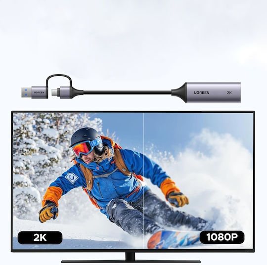 Ugreen Cm629 Конвертор USB-A / USB-C Мъжки в HDMI Женски Сив