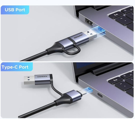 Ugreen Cm629 Конвертор USB-A / USB-C Мъжки в HDMI Женски Сив