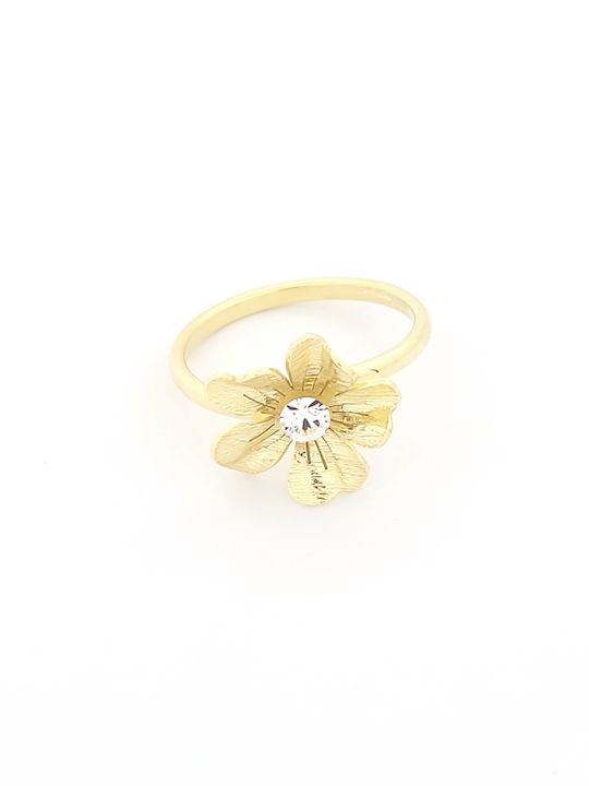 Women's Ring with Zircon from Gold Plated Silver