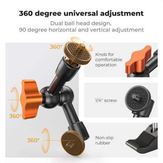 K&f Concept Dual Ball Heads Magic Arm Articulating Mini Magic Arm 1/4"-20 Screw 360° Kf31.137