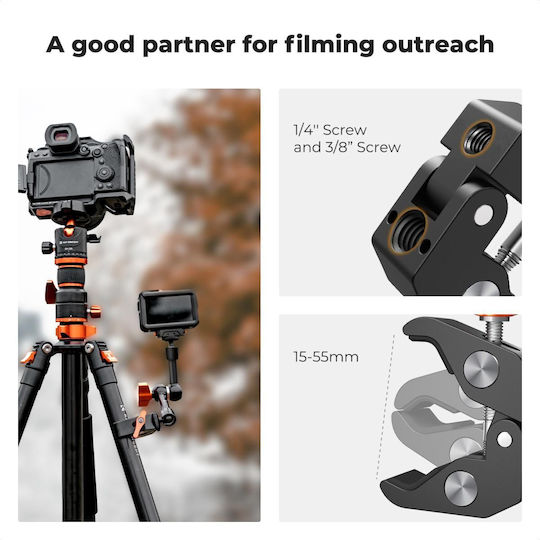 K&f Concept Dual Ball Heads Magic Arm Articulating Mini Magic Arm 1/4"-20 Screw 360° Kf31.137