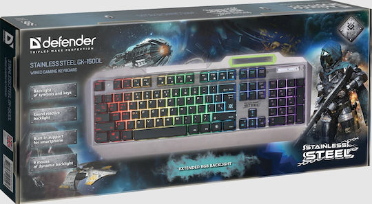 Defender GK-150DL Stalker Gaming Keyboard with Illuminated Keys (English US) Silver