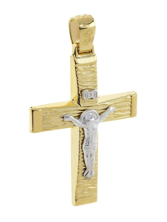 Senzio Belibasakis Men's Gold Cross 14K Double Sided with Chain