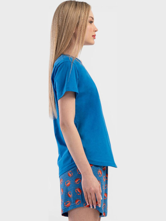 Vienetta Secret Summer Women's Blue Pyjama Set