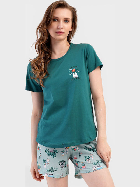 Vienetta Secret Vienetta Secret Damen Schlafanzug Set Sommer Grüne Vienetta Secret Vienetta Secret Damen Schlafanzug Set Sommer Grüne