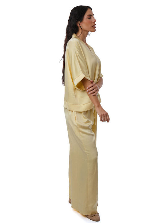 Yellow Set Wide-Leg Trousers Outerwear