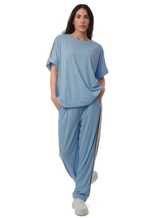 Set Pantaloni Albastru Deschis Ripped Bluza