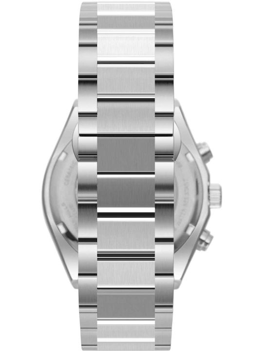 Beverly Hills Polo Club Dual Time Men's Battery Watch with Silver Metal Bracelet