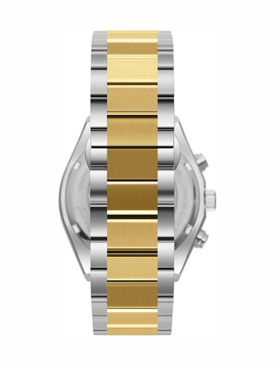 Beverly Hills Polo Club Dual Time Ανδρικό Ρολόι Μπαταρίας με Χρυσό Μεταλλικό Μπρασελέ