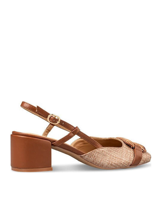 Heels with Chunky Medium Heel Brown