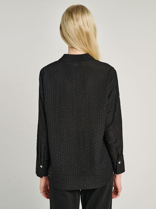 Long Sleeve Women's Shirt Black Striped 62-008.055.N0090
