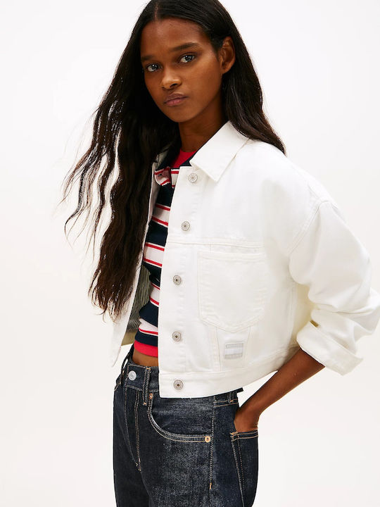 Crop Women's Jean Jacket White
