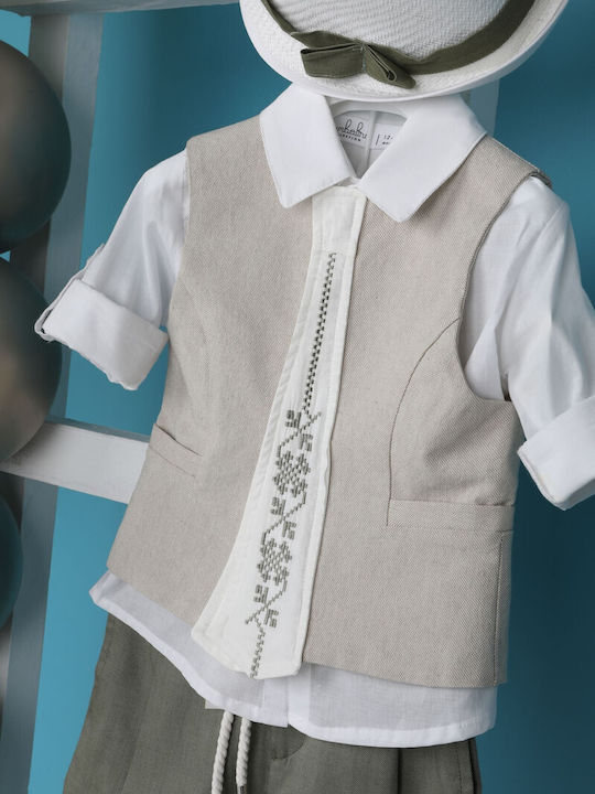 Bambolino Baptistische Anzug mit Weste für Jungen Grünes