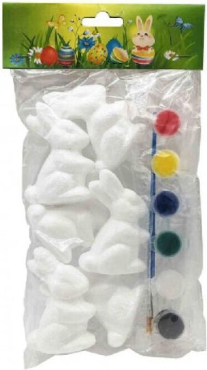 Set DIY Easter Bunny Styrofoam 7cm Brush Colors 6 Pieces