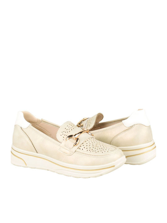 Damen Mokassins in Gold Farbe
