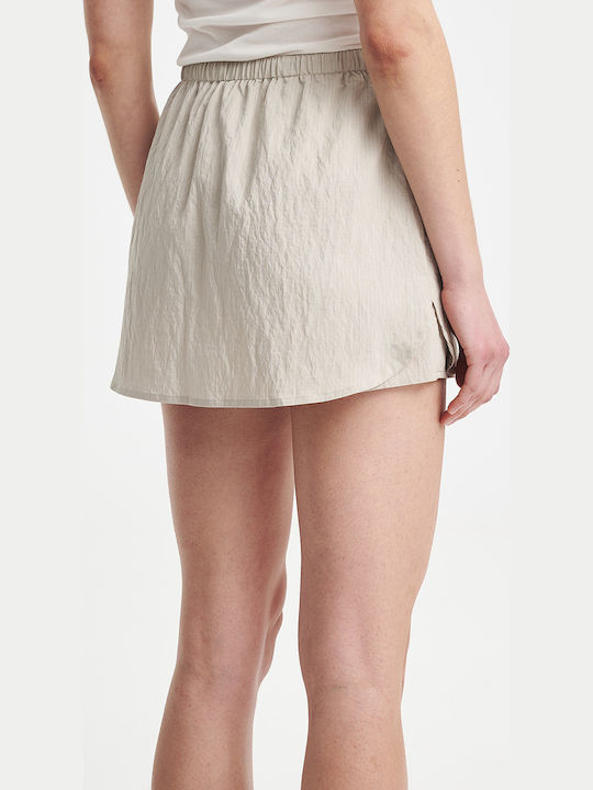 Leinen Hohe Taille Mini Rock Beige