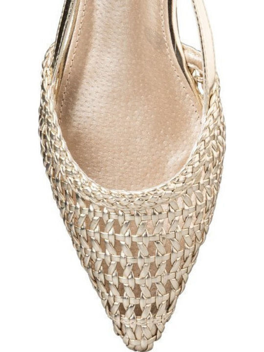Damen Ballerinas Slingback in Gold Farbe
