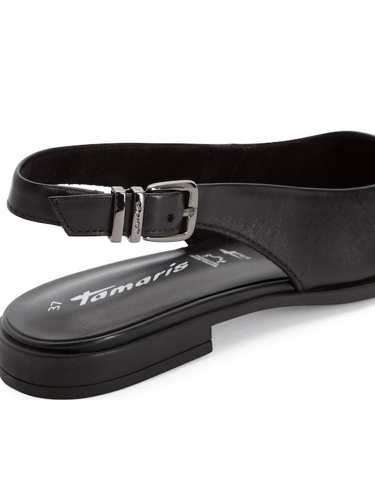 Leder Damen Ballerinas Spitz zulaufend in Schwarz