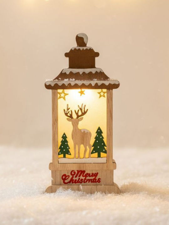 +Efo Christmas Wood Battery Lantern 20x10cm