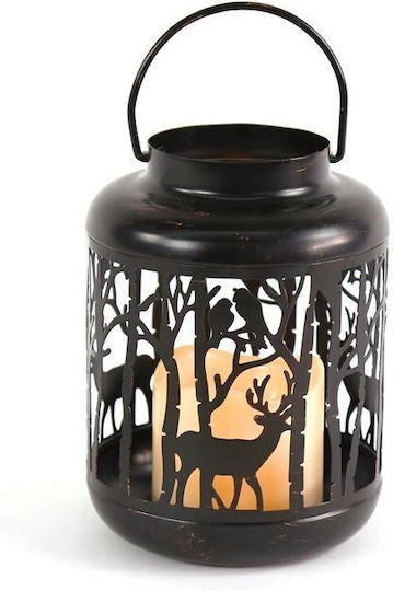 Aca Christmas Metallic Black Battery Lantern 18x12cm