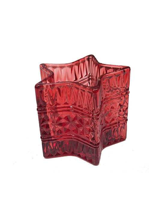 blokker Christmas Glass Red Battery Candlestick 8cm