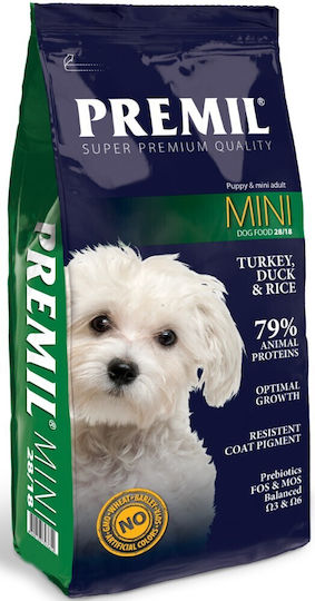 Premil Super Premium Mini 15kg Ξηρά Τροφή χωρίς Σιτηρά για Ενήλικους Σκύλους Μικρόσωμων Φυλών με Γαλοπούλα και Πάπια