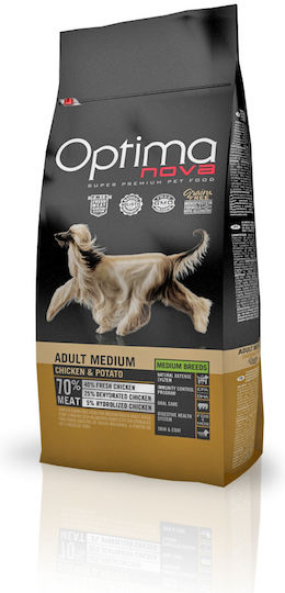Optimanova Adult Medium 12kg Ξηρά Τροφή χωρίς Σιτηρά για Ενήλικους Σκύλους Μεσαίων Φυλών με Κοτόπουλο και Πατάτες