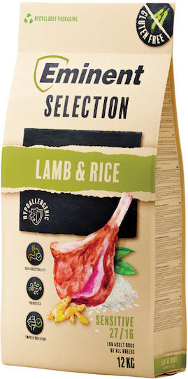 Eminent 12kg Dry Food Gluten-Free for Adult Dogs with Lamb, Rice, Meat, Duck, Calf, Fish and Pork