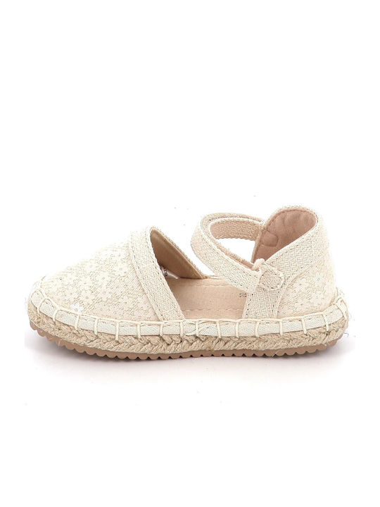 Kids Espadrilles with Hoop & Loop Closure Beige