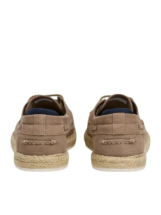 Leather Men's Espadrilles In Beige Colour