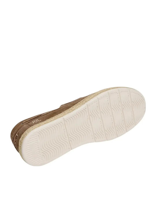 Leather Men's Espadrilles In Beige Colour