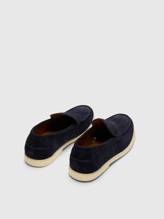 Suede Men's Loafers in Blue Colour
