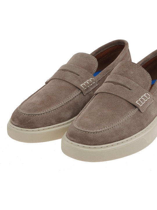 Suede Men's Moccasins in Beige Colour