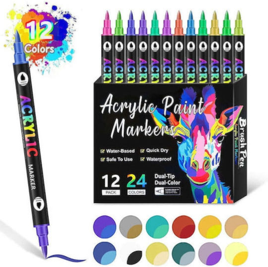 Acryl Marker 24 Farben Set 12Stücke