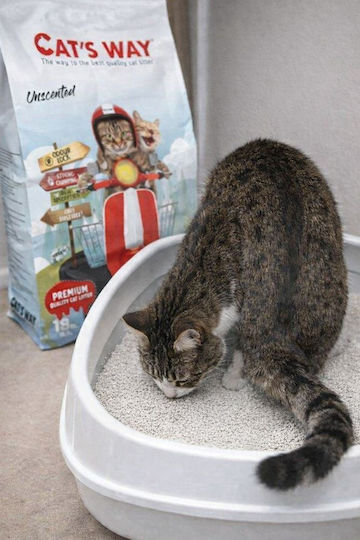 Cat's Way Unscented Бентонитен котешки пясък Финозърнест без аромат 18лт