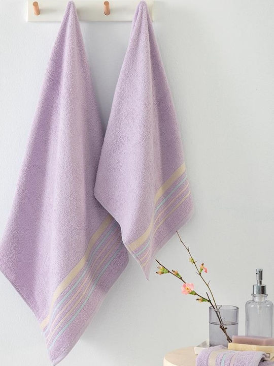 Palamaiki Σετ Πετσέτες Μπάνιου 3τμχ Monica Lilac Βάρους 450gr/m²