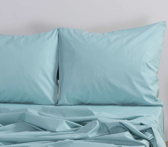 Nef-Nef Homeware Чаршаф Единично с Ластик 100x200+30см. Basic Светлосиньо