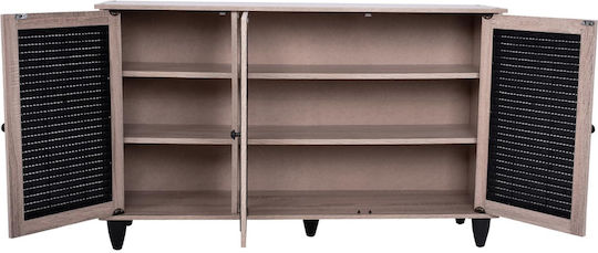 Wooden Shoe Organizer with 2 Shelves Sonama / Black 112x30x68.5cm