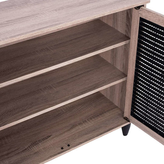 Wooden Shoe Organizer with 2 Shelves Sonama / Black 112x30x68.5cm