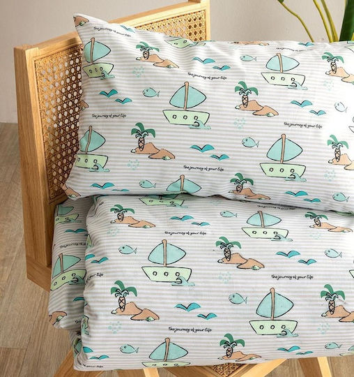 Palamaiki Kinderbettlaken Set Baumwolle Mk779 Grün 170x260cm 3 Stück