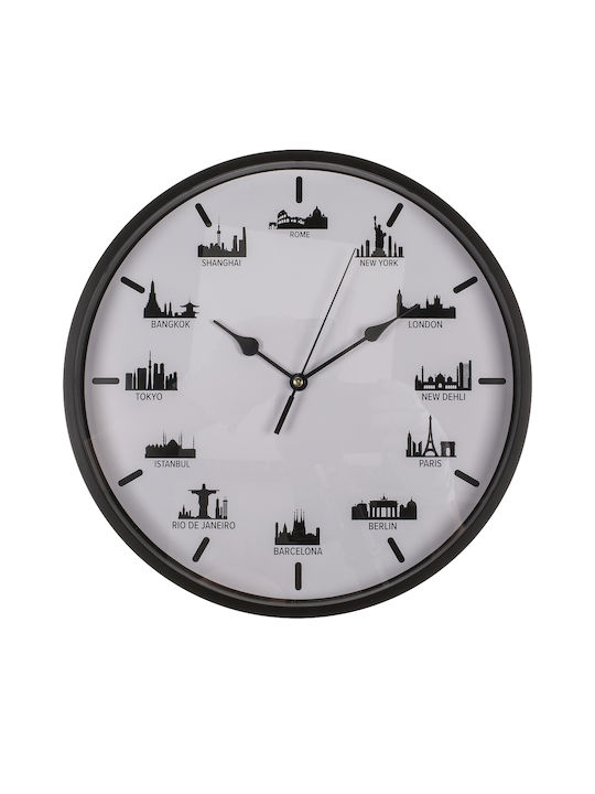 Wall Clock Skyscrapers 30 X 30 X 3.8 Cm One Small AA Battery