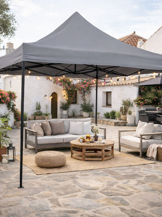 Ankor Zusammenklappbares Gazebo Garten Grau 3x3m