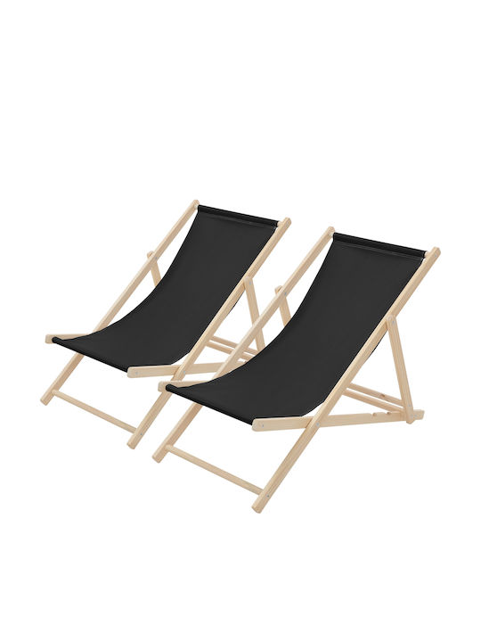 Liegestühle Holz Black 2Stück 117x52x83cm
