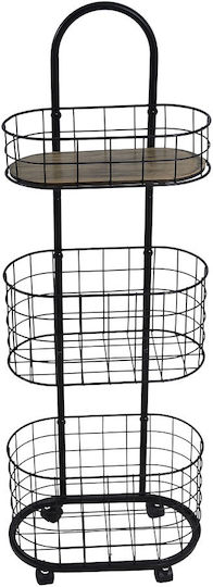 Ankor Ankor Kitchen Cart Metallic 3 Tiers Black 32x19x93cm