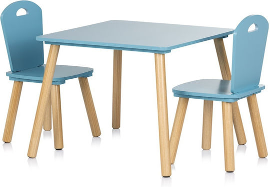 Kids Table Set with Chairs for Painting Made of Light Blue Wood Chipolino
