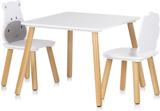 Set Mese Pentru Copii cu Scaune din Lemn Alb Chipolino