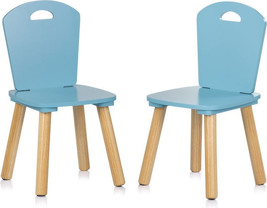 Kids Table Set with Chairs for Painting Made of Light Blue Wood Chipolino