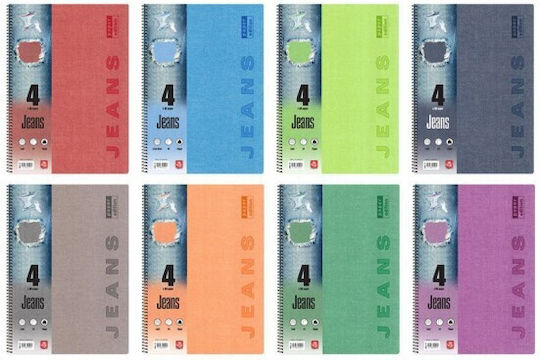 Typotrust Spiral Notebook Ruled A4 120 Sheets Jeans 1pcs (Μiscellaneous colours)