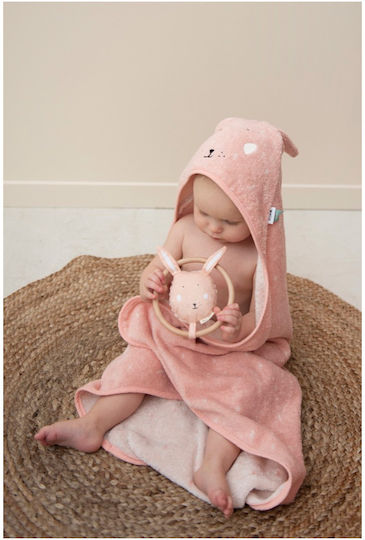 Trixie Baby-Badetuch mit Kapuzen Mrs Rabbit Rosa 70x130cm