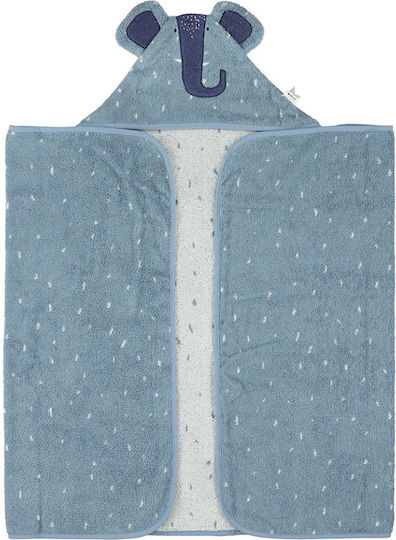 Trixie Baby Bathrobe Poncho with Hood Mrs Elephant Blue 75x75cm